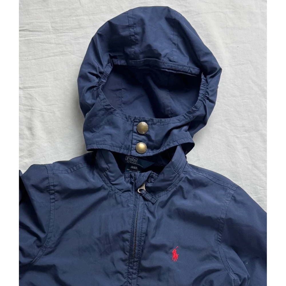 VTG Polo Ralph Lauren Boys Blue  Jacket Detachable Hood Fleece Lined 3T - Picture 11 of 12